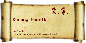 Koreny Henrik névjegykártya